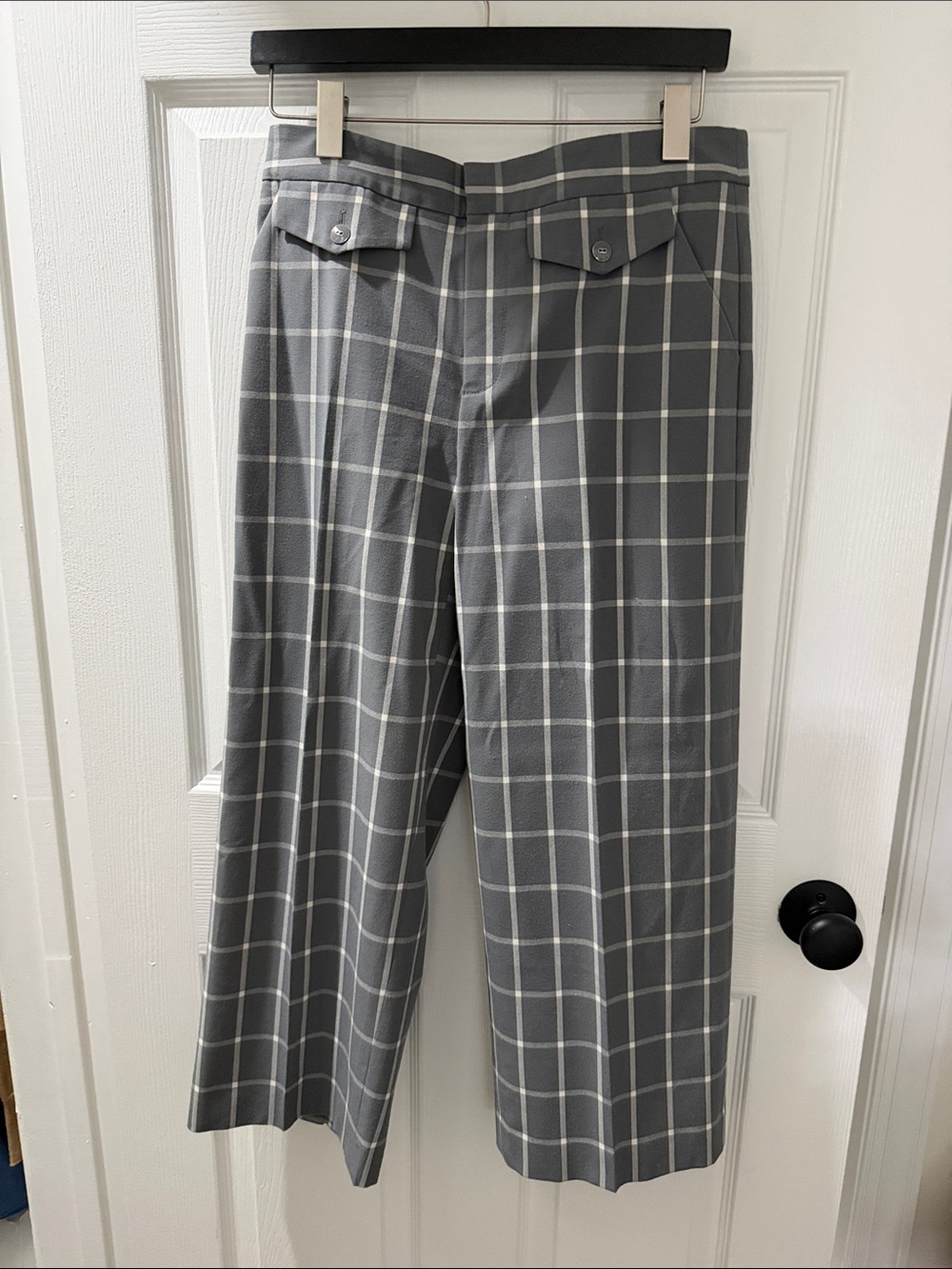 Anthropologie Cartonnier Gray Windowpane Cropped Wide Leg Pant